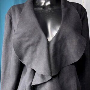 Simply Vera black wool blend waterfall front blazer jacket XL
